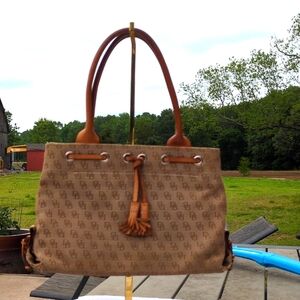Dooney & Bourke Brown And Tan Monogram Canvas Bag Purse CALLOUTS